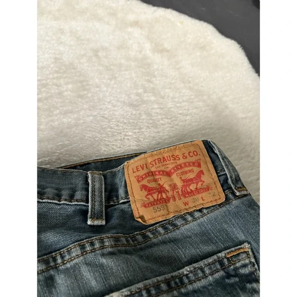 Levis 559 Mens Relaxed Straight Leg Blue Denim‎ Jeans Size 38x32 READ - Picture 6 of 10